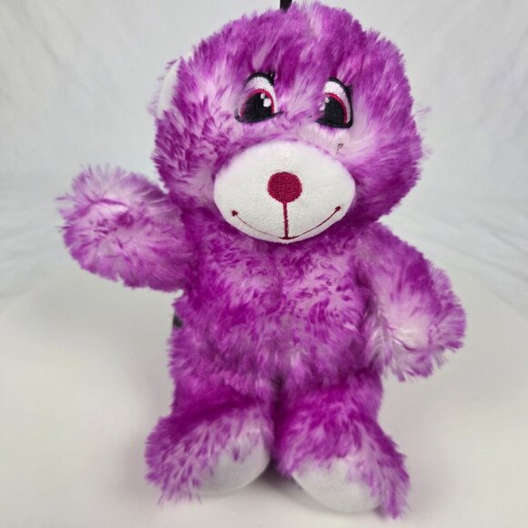 Magenta Purple Pink Nanco Small Plush Bear 10” Embroidered Face - Picture 1 of 3